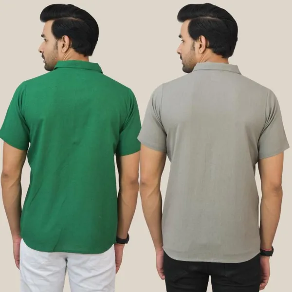 Bottle_Green_&_Gray_Cotton_Solid_Premium_&_Elegant_Shirt_For_Men_(Pack_Of_2)