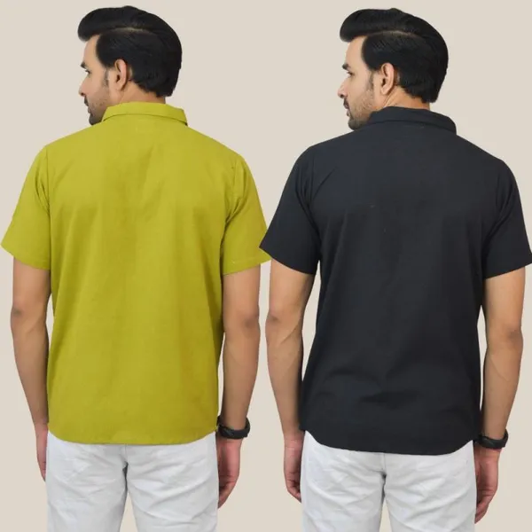 Olive_Green_&_Black_Cotton_Solid_Premium_&_Elegant_Shirt_For_Men_(Pack_Of_2)