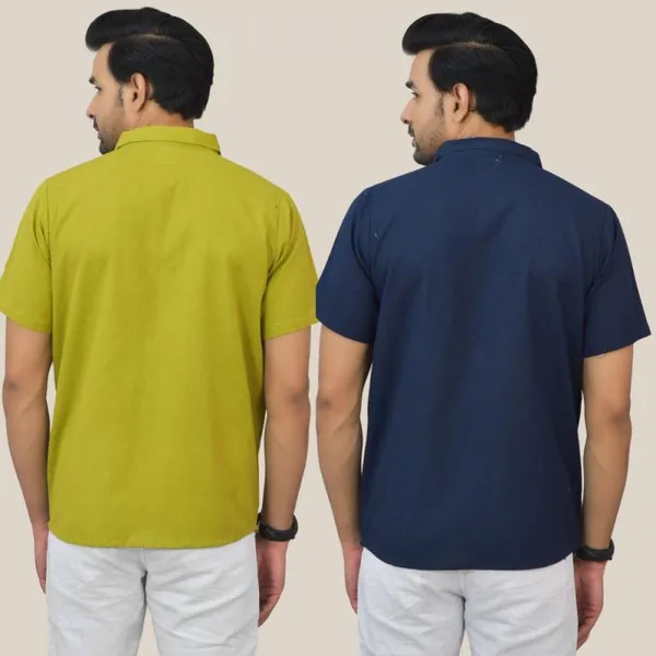 Olive_Green_&_Navy_Blue_Cotton_Solid_Premium_&_Elegant_Shirt_For_Men_(Pack_Of_2)