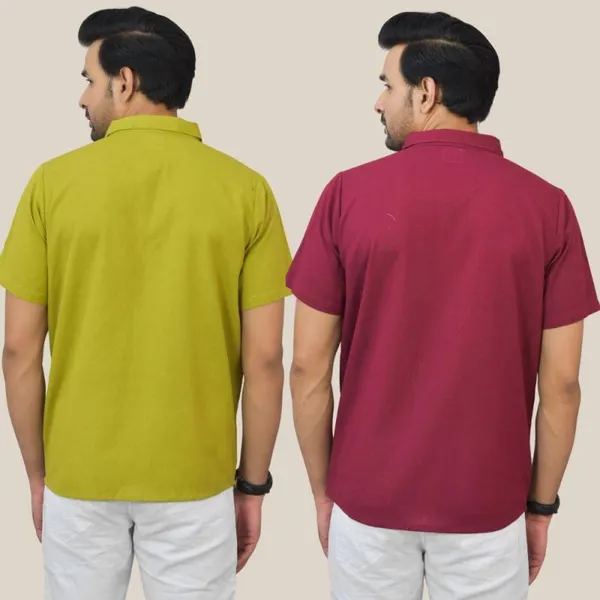 Olive_Green_&_Maroon_Cotton_Solid_Premium_&_Elegant_Shirt_For_Men_(Pack_Of_2)