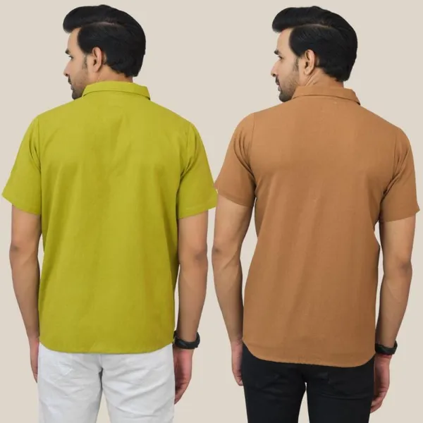 Olive_Green_&_Brown_Cotton_Solid_Premium_&_Elegant_Shirt_For_Men_(Pack_Of_2)