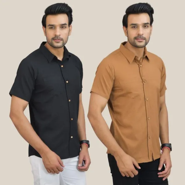 Black_&_Brown_Cotton_Solid_Premium_&_Elegant_Shirt_For_Men_(Pack_Of_2)