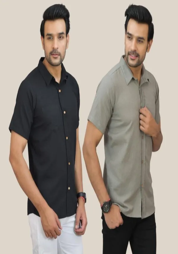 Black_&_Gray_Cotton_Solid_Premium_&_Elegant_Shirt_For_Men_(Pack_Of_2)