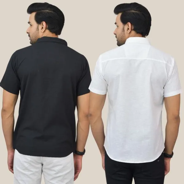 Black_&_White_Cotton_Solid_Premium_&_Elegant_Shirt_For_Men_(Pack_Of_2)