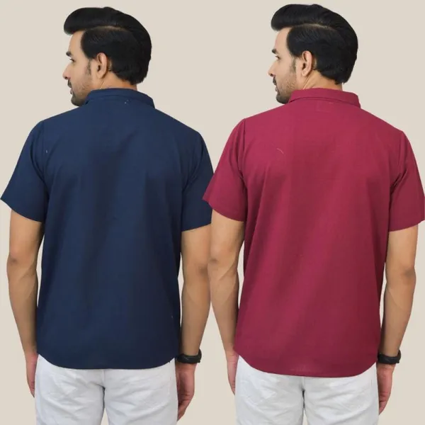 Navy_Blue_&_Maroon_Cotton_Solid_Premium_&_Elegant_Shirt_For_Men_(Pack_Of_2)