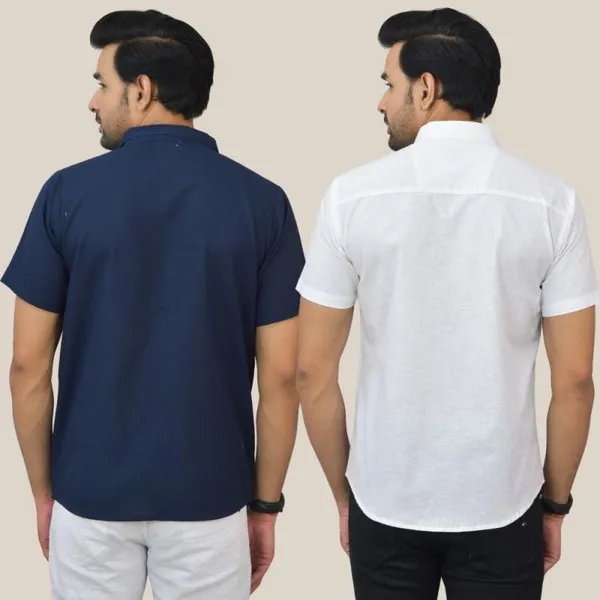 Navy_Blue_&_White_Cotton_Solid_Premium_&_Elegant_Shirt_For_Men_(Pack_Of_2)