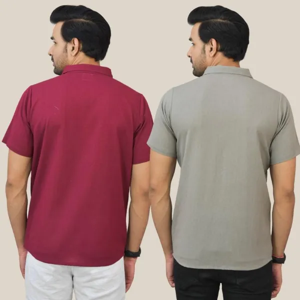 Maroon_&_Gray_Cotton_Solid_Premium_&_Elegant_Shirt_For_Men_(Pack_Of_2)