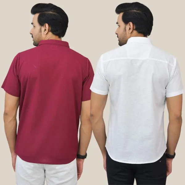 Maroon_&_White_Cotton_Solid_Premium_&_Elegant_Shirt_For_Men_(Pack_Of_2)