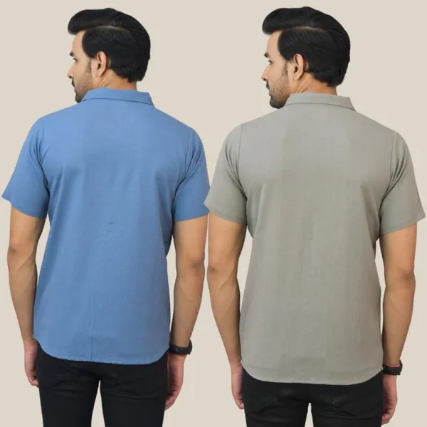 Sky_Blue_&_Gray_Cotton_Solid_Premium_&_Elegant_Shirt_For_Men_(Pack_Of_2)
