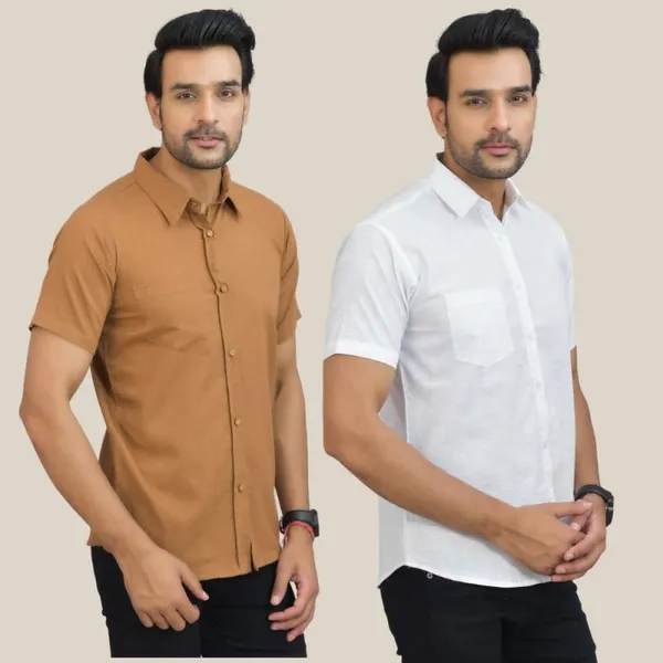 Brown_&_White_Cotton_Solid_Premium_&_Elegant_Shirt_For_Men_(Pack_Of_2)