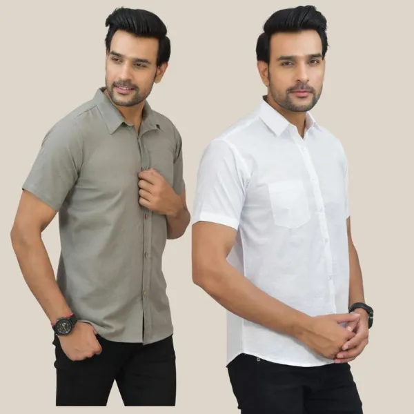 Gray_&_White_Cotton_Solid_Premium_&_Elegant_Shirt_For_Men_(Pack_Of_2)