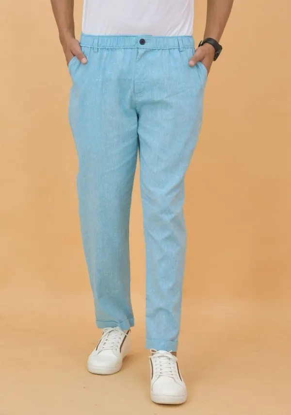 Sky_Blue_Handloom_Cotton_Premium_&_Elegant_Handloom_Regular_Fit_Trouser_For_Men
