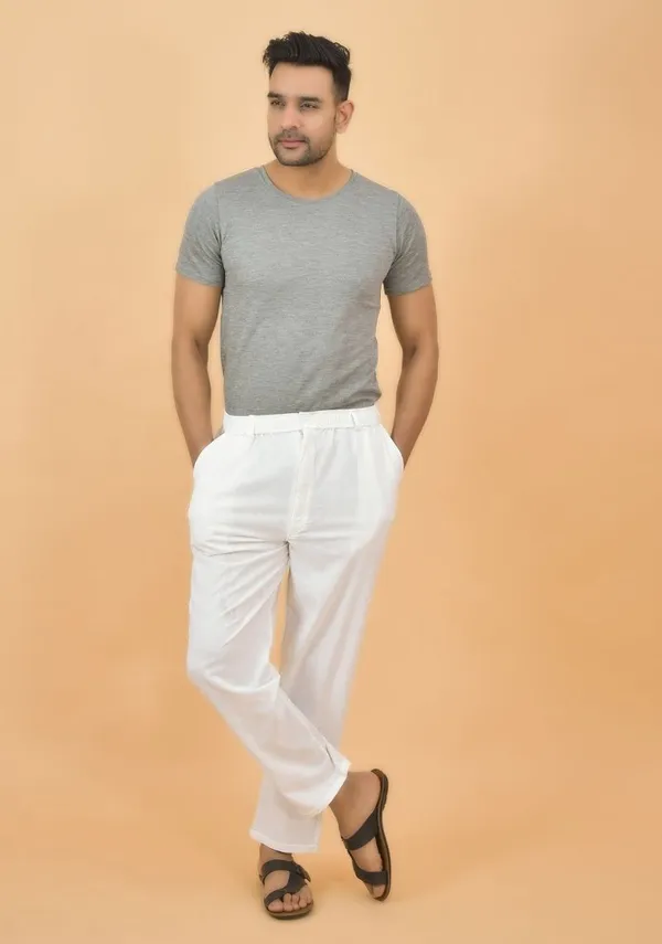 White_Cotton_Premium_&_Elegant_Regular_Fit_Trouser_For_Men