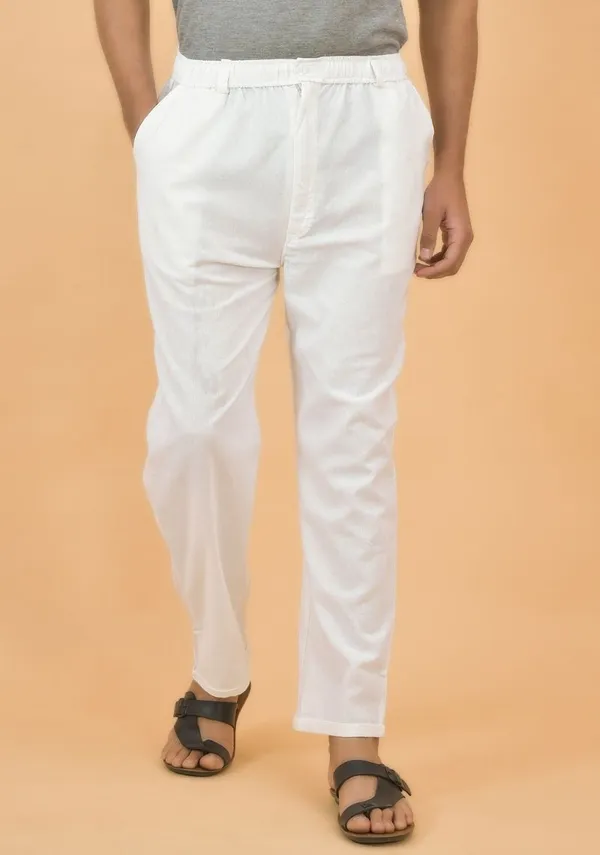 White_Cotton_Premium_&_Elegant_Regular_Fit_Trouser_For_Men
