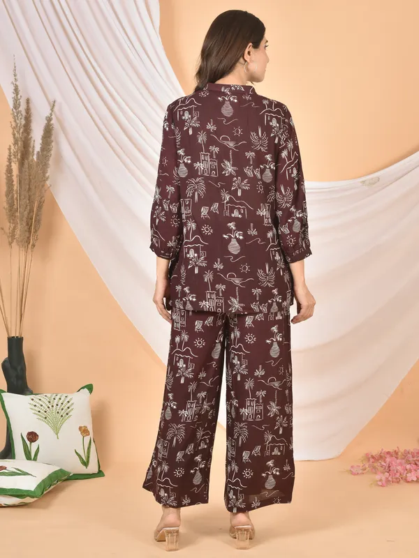 Brown_Printed_Solid_Regular_Fit_Co-Ords_Set_For_Women