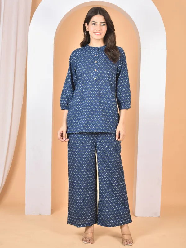 Blue_Printed_Solid_Regular_Fit_Co-Ords_Set_For_Women