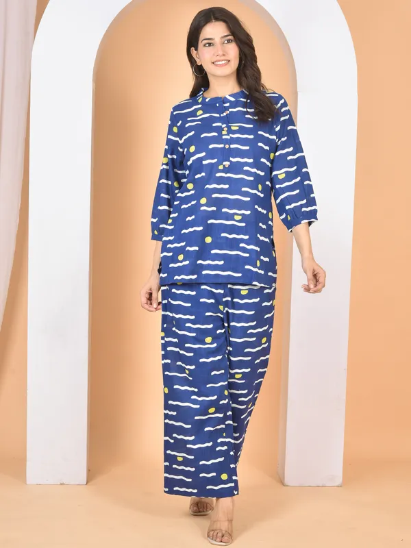 Blue_Printed_Solid_Regular_Fit_Co-Ords_Set_For_Women
