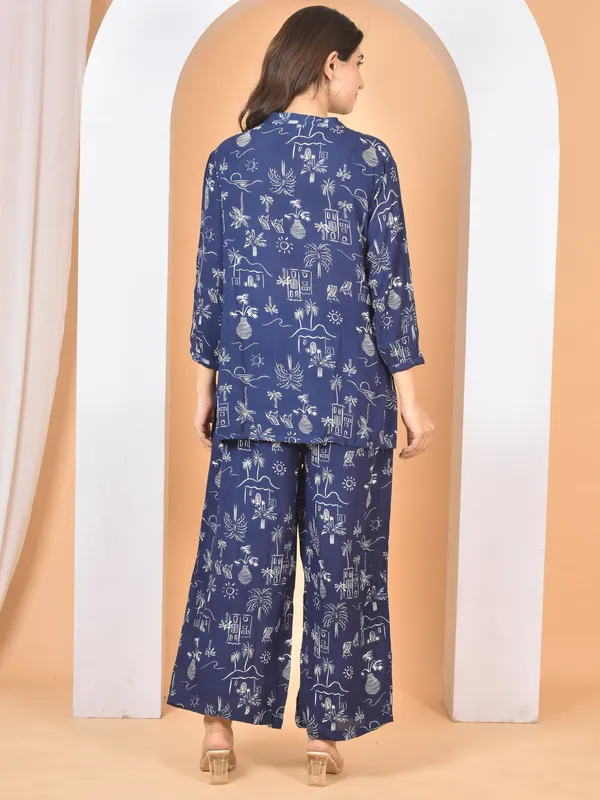 Blue_Printed_Solid_Regular_Fit_Co-Ords_Set_For_Women