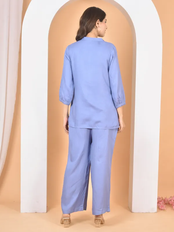 Blue_Plain_Solid_Regular_Fit_Co-Ords_Set_For_Women