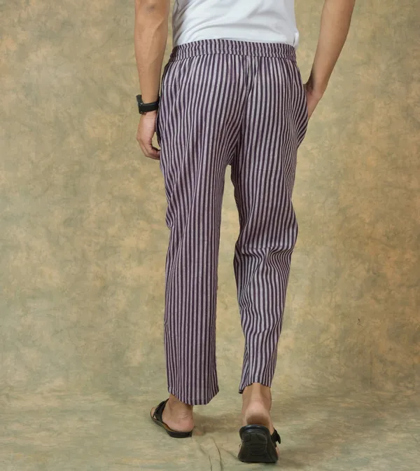 White_&_Purple_Cotton_Stripe_Premium_&_Elegant_Handloom_Pant_For_Men