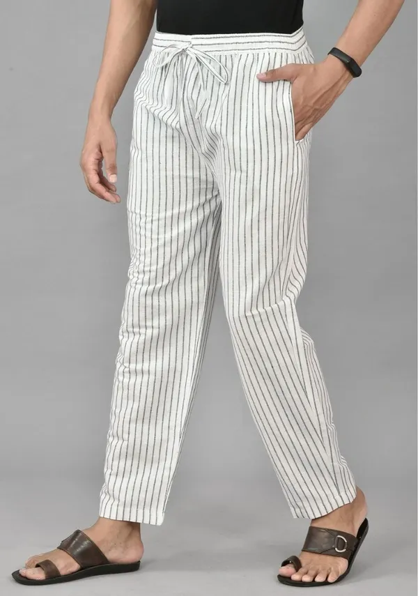 White_&_Black_Cotton_Stripe_Premium_&_Elegant_Handloom_Pant_For_Men
