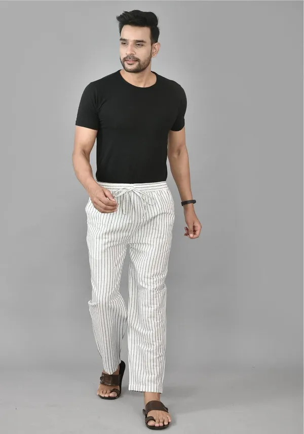 White_&_Black_Cotton_Stripe_Premium_&_Elegant_Handloom_Pant_For_Men
