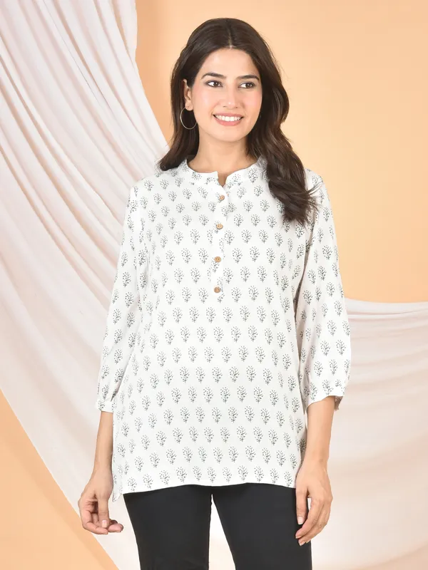 White_Haunted_Printed_Solid_Regular_Fit_Top_For_Women