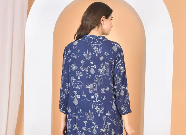 Blue_Printed_Solid_Regular_Fit_Top_For_Women