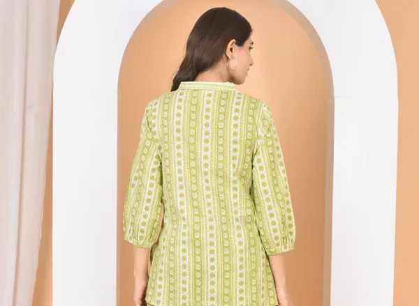 Olive_Green_Printed_Solid_Regular_Fit_Top_For_Women