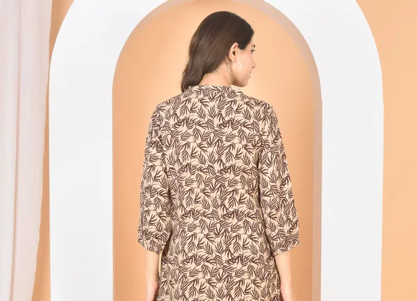 Brown_Printed_Solid_Regular_Fit_Top_For_Women