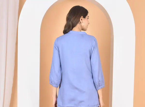 Blue_Plain_Solid_Regular_Fit_Top_For_Women