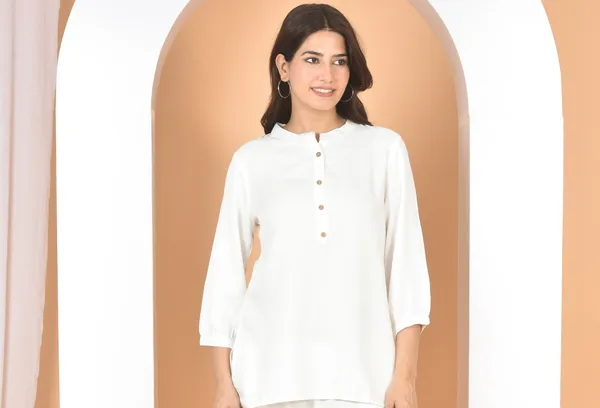 White_Plain_Solid_Regular_Fit_Top_For_Women