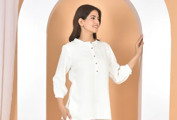White_Plain_Solid_Regular_Fit_Top_For_Women