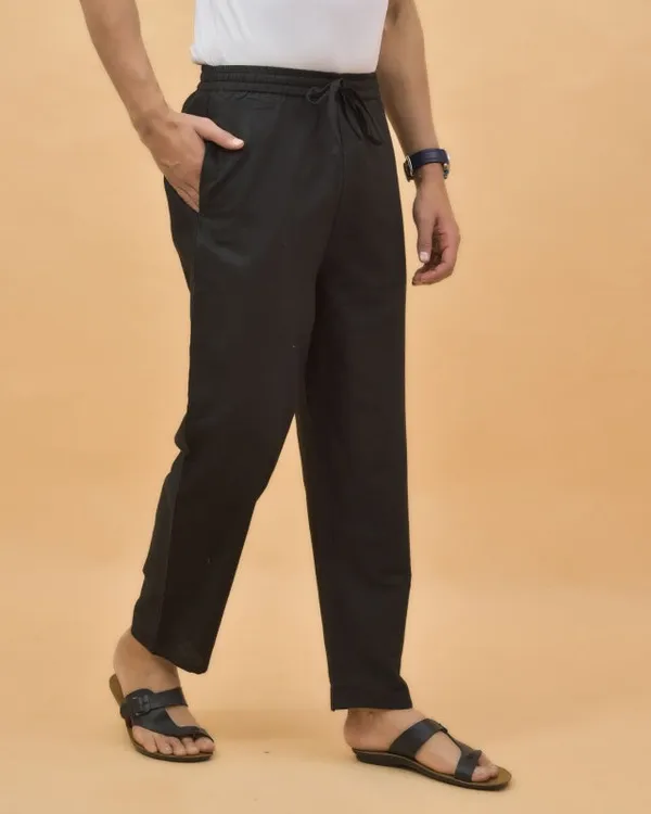 Black_Cotton_Solid_Premium_&_Elegant_Handloom_Pant_For_Men