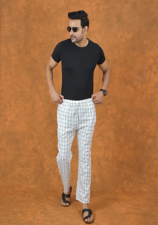 White_&_Black_Cotton_Checks_Premium_&_Elegant_Handloom_Pant_For_Men