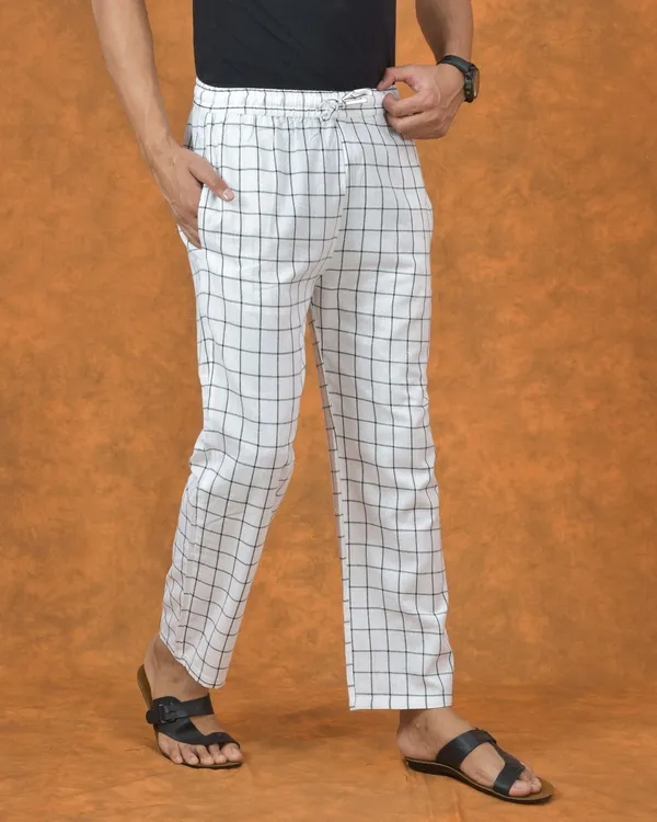 White_&_Black_Cotton_Checks_Premium_&_Elegant_Handloom_Pant_For_Men