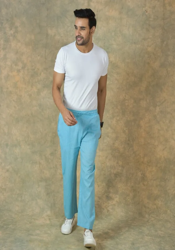 Sky_Blue_Solid_Cotton_Solid_Premium_&_Elegant_Handloom_Pant_For_Men