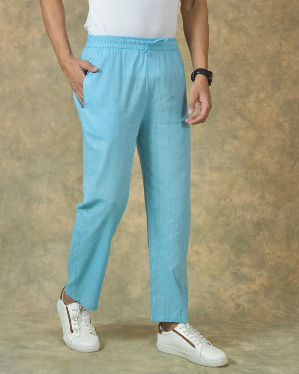 Sky_Blue_Solid_Cotton_Solid_Premium_&_Elegant_Handloom_Pant_For_Men