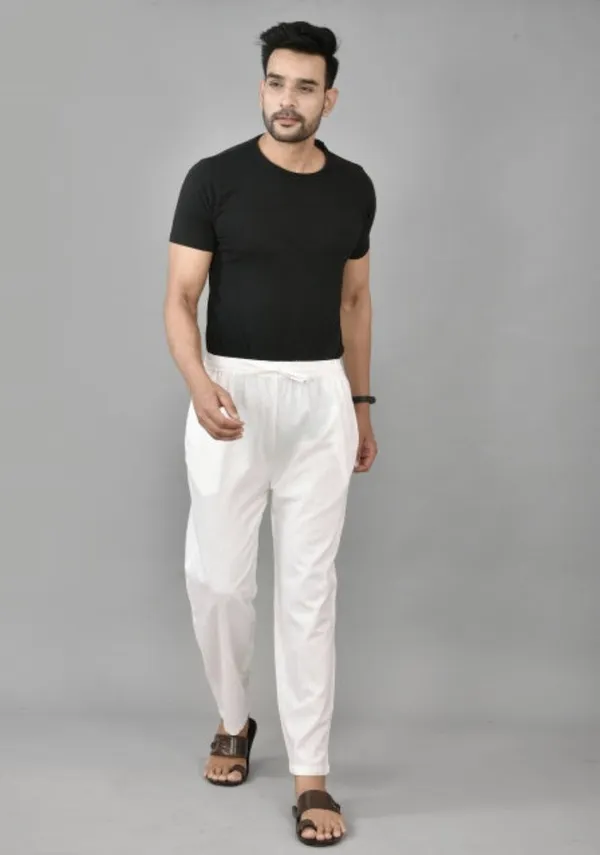White_Cotton_Solid_Premium_&_Elegant_Handloom_Pant_For_Men