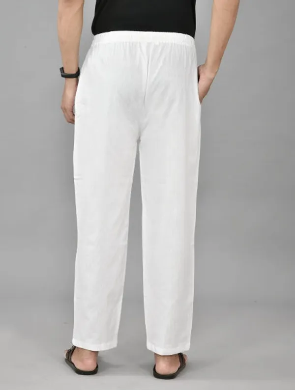 White_Cotton_Solid_Premium_&_Elegant_Handloom_Pant_For_Men