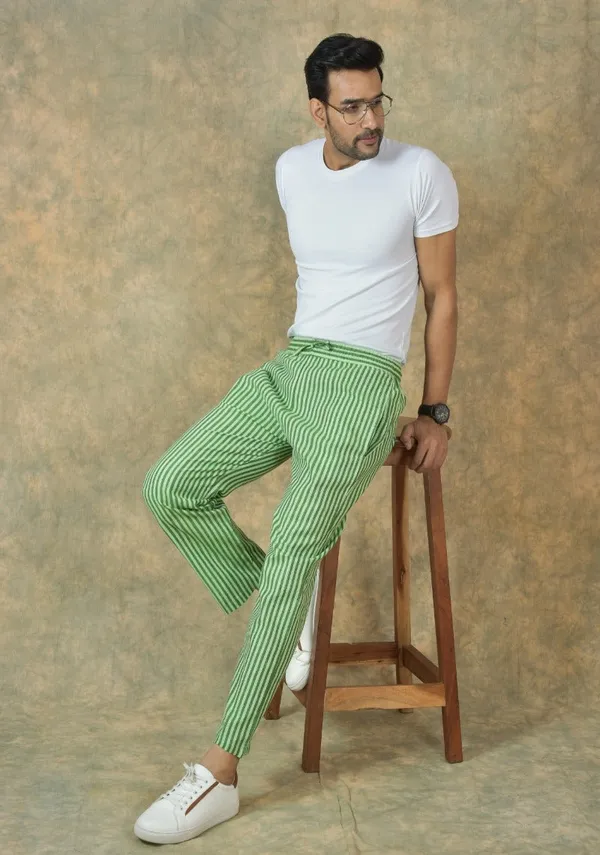 Olive_Green_Cotton_Stripe_Premium_&_Elegant_Handloom_Pant_For_Men