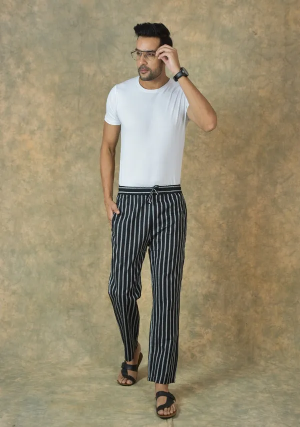 White_&_Black_Cotton_Stripe_Premium_&_Elegant_Handloom_Pant_For_Men