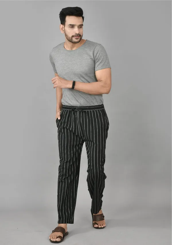 Black_Cotton_Stripe_Premium_&_Elegant_Handloom_Pant_For_Men