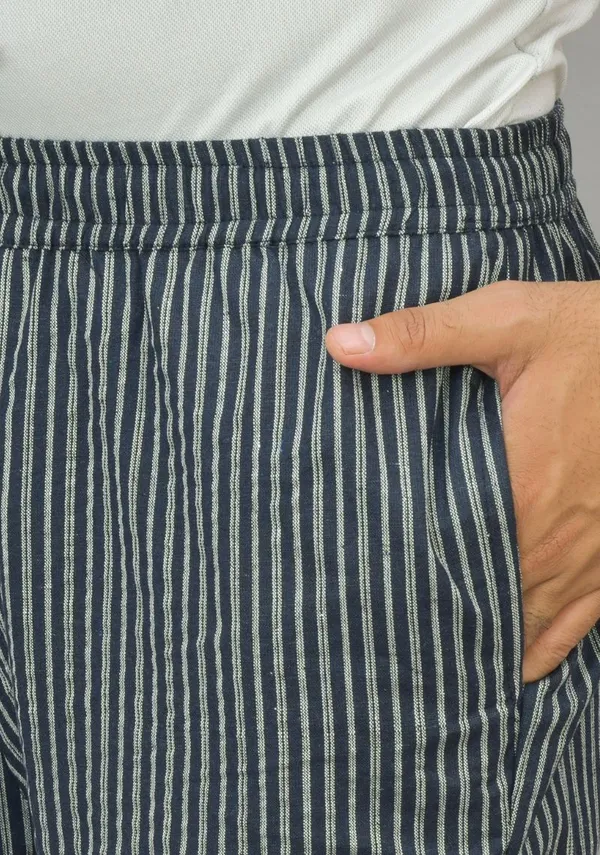 White_&_Navy_Blue_Cotton_Stripe_Premium_&_Elegant_Handloom_Pant_For_Men
