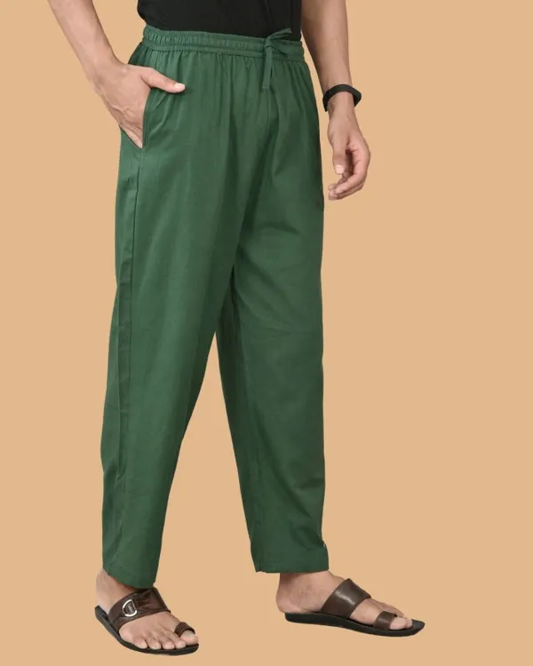 Bottel_Green_Cotton_Solid_Premium_&_Elegant_Handloom_Pant_For_Men