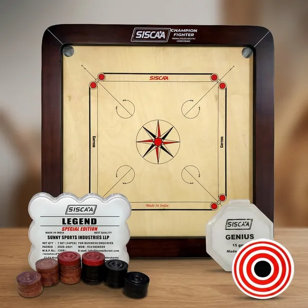 Siscaa_Tournament_Fighter_Brown_Carrom_Board_Includes_Without_Coin,_Striker,_And_Powder