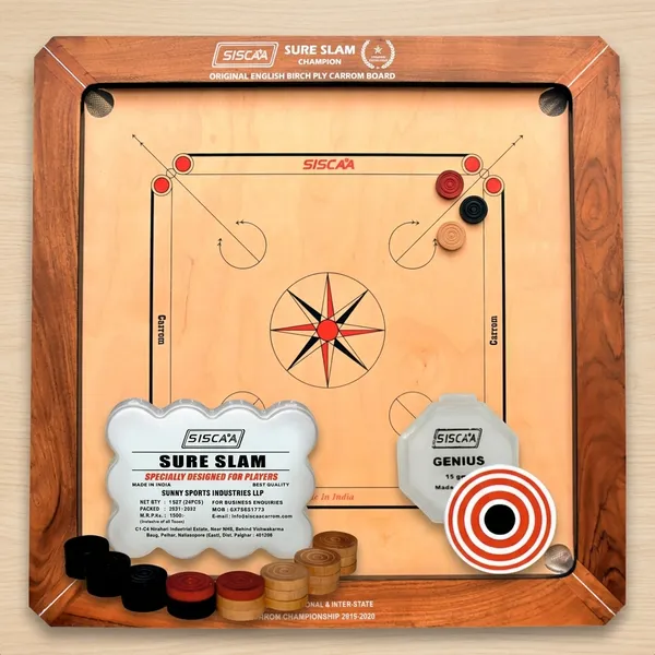 Siscaa_Champion_Sureslam_Carrom_Board_Includes_Without_Coin,_Striker,_And_Powder_-_20_Mm