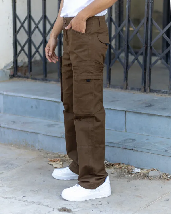 Coffee_Cotton_Casual_Cargo_Pants_|_For_Men