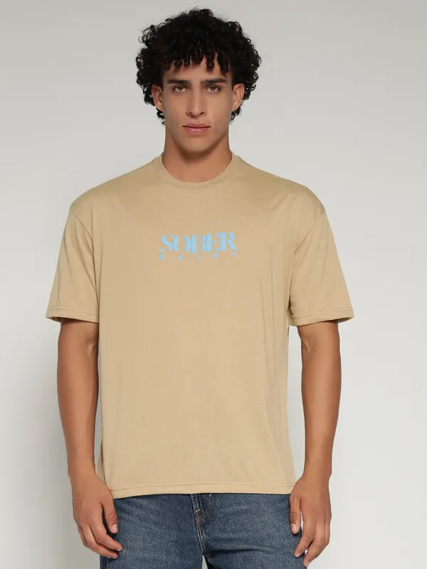 Beige_Cotton_Lycra_Oversized_Fit_T-Shirt_For_Men