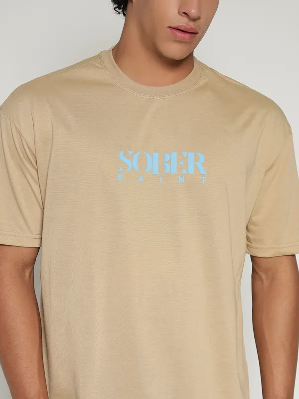 Beige_Cotton_Lycra_Oversized_Fit_T-Shirt_For_Men